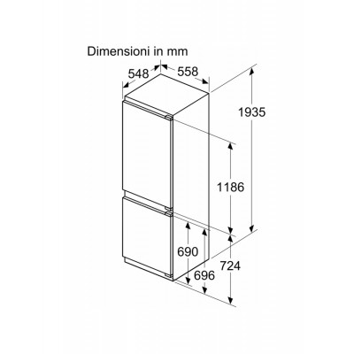 Siemens ki96nvfd0 Iq300 Frigorifero combinato da incasso 56 cm h 194