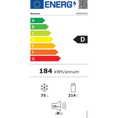 Siemens ki96nvfd0 Iq300 Frigorífico combinado empotrado 56 cm h 194
