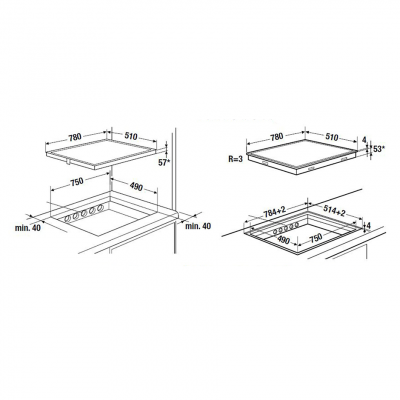 Küppersbusch KI 8880.1 SR K-Serie 8 Induktionskochfeld 80 cm schwarze Glaskeramik