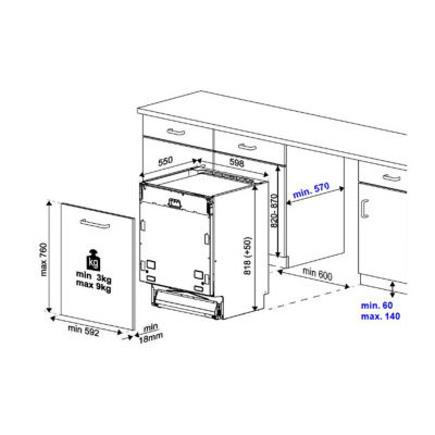 Küppersbusch g 6805.1 v K-Serie 8 lavastoviglie incasso scomparsa totale 60 cm