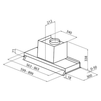 Foster 2512 062 New Wing Einbauhaube 60 cm satinierter Stahl + Glas