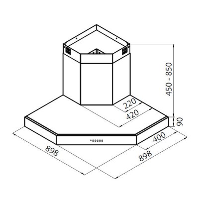 Foster 2439003 Pitagora satin stainless steel corner hood