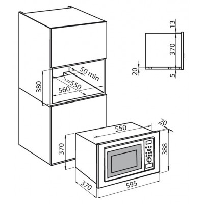 Foster 7151 010 KS Horno microondas empotrado de acero inoxidable + grill h 38 cm