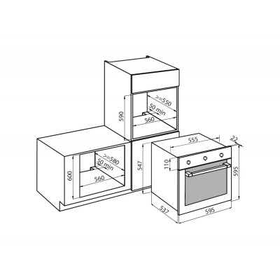 Foster 7122 055 KS Four encastrable multifonction en acier inoxydable 60 cm