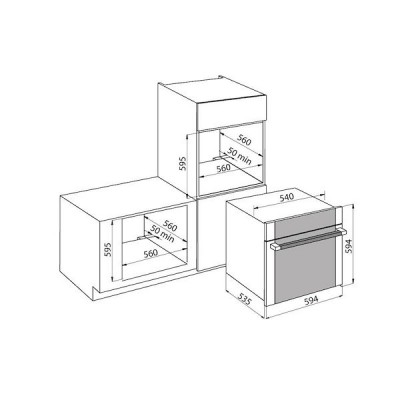 Foster 7131 057 S4001 Einbau-Multifunktionsbackofen 60 cm Edelstahl – schwarzes Glas