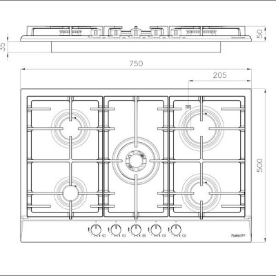 Płyta gazowa Foster 7015 032 Power 75 cm ze stali nierdzewnej