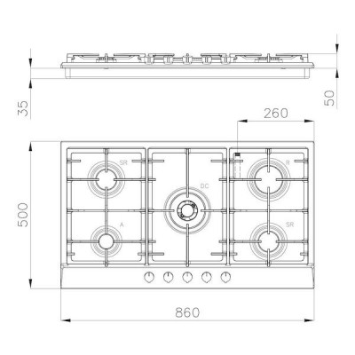 Foster 7017 032 Power 86 cm stainless steel gas hob
