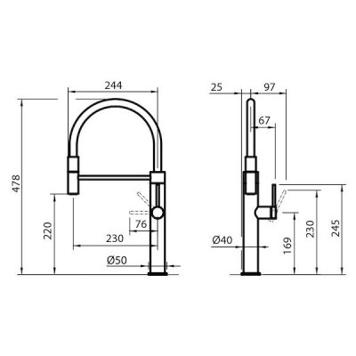 Foster 8424 856 Skin mixer + extractable gun metal shower