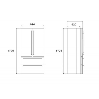 Bertazzoni Ref904ffnxtc Heritage freistehender Kühlschrank mit Gefrierfach 90 cm Edelstahl + 901250