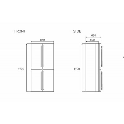 Bertazzoni rcd84f4fxnc Réfrigérateur-congélateur professionnel sur pied 84 cm en acier inoxydable