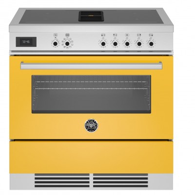 Bertazzoni proch94i1egit Air-Tec Arbeitsplatten-Induktionsküche mit integrierter Dunstabzugshaube 90 cm gelb