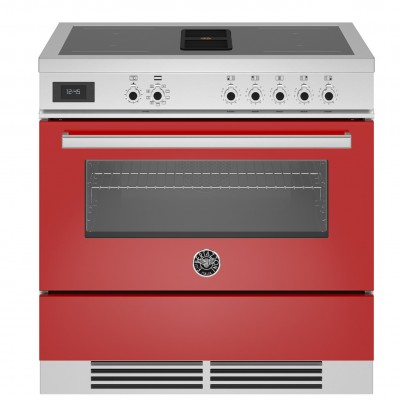Bertazzoni proch94i1erot Air-Tec countertop induction kitchen with integrated hood 90 cm red