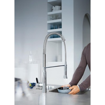 Grohe 32 950 dc0 mixer tap + super steel extractable shower head