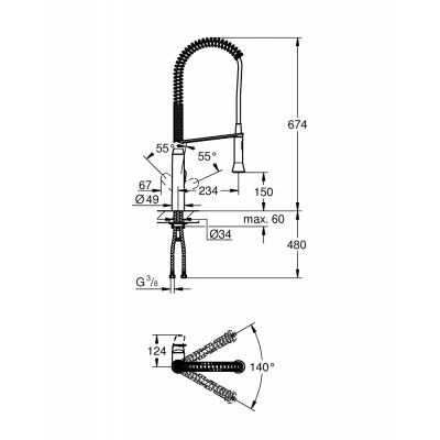 Grohe 32 950 dc0 rubinetto miscelatore + doccino estraibile super steel