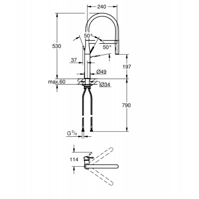 Grohe 30 294 000 Essence mixer tap + extractable hand shower black - chrome