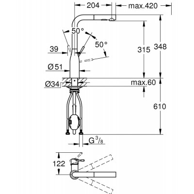 Grohe 30 270 al0 Grifo monomando Essence + teleducha grafito cepillado