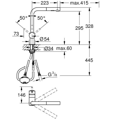 Grohe 30 274 dl0  Minta rubinetto miscelatore + doccino oro rosa spazzolato