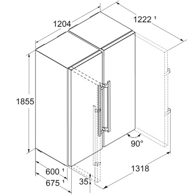 Liebherr xrfbs 5295 Side by Side freistehender Kühlschrank mit Gefrierfach, 120 cm, Blacksteel