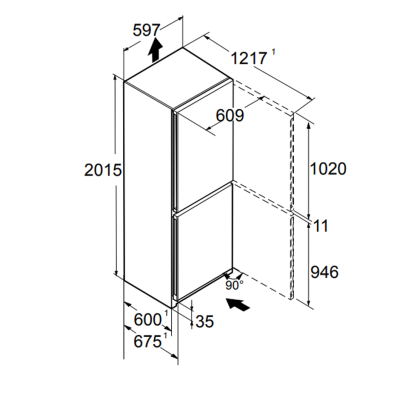 Liebherr cnsfd 573i plus réfrigérateur combiné pose libre 60 cm h 201