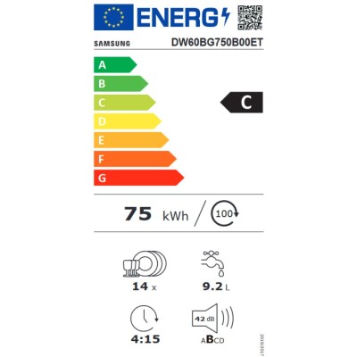 Samsung dw60bg750b00et Einbau-Geschirrspüler komplett versteckt 60 cm