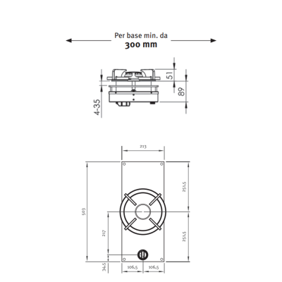 Pitt Cooking Akan top side bruciatore singolo integrato nel piano 21 cm professional