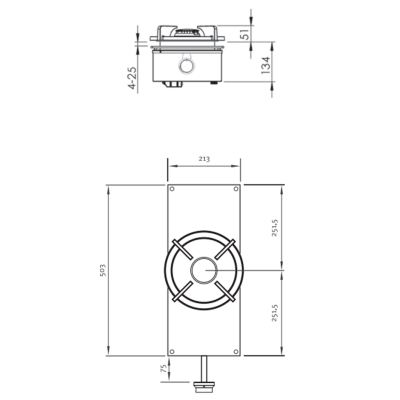 Pitt Cooking Akan front side bruciatore singolo integrato nel piano 21 cm professional