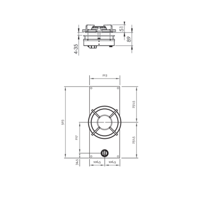 Pitt Cooking Altar top side bruciatore singolo integrato nel piano 21 cm professional