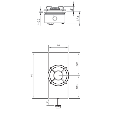 Pitt Cooking Altar: Einzelbrenner an der Vorderseite, integriert in das 21-cm-Profi-Kochfeld