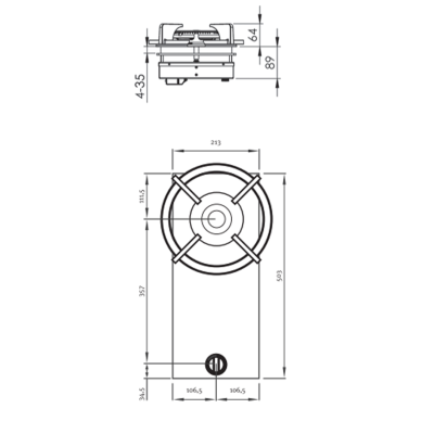 Pitt Cooking Air top side bruciatore singolo integrato nel piano 27 cm original