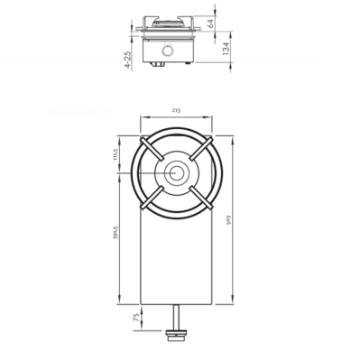 Pitt Cooking Air-Einzelbrenner an der Vorderseite, integriert in das 27-cm-Originalkochfeld