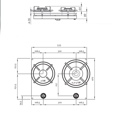 Pitt Cooking Bely top side coppia bruciatori integrati nel piano professional