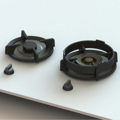 Pitt Cooking Bely top side pair of burners integrated into the professional hob