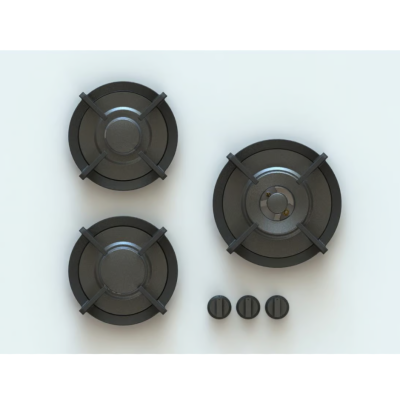 Pitt Cooking Capital top side three burners integrated into the black edition hob