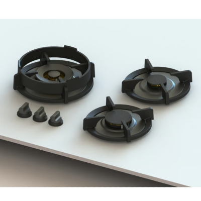 Pitt Cooking Cima top side three burners integrated into the professional hob