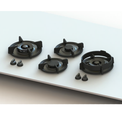 Pitt Cooking Dempo auf der Oberseite mit vier Brennern, die in das Black Edition-Kochfeld integriert sind