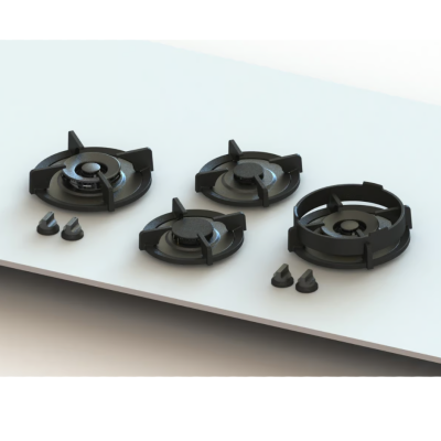 Pitt Cooking Dempo top side four burners integrated into the black edition hob