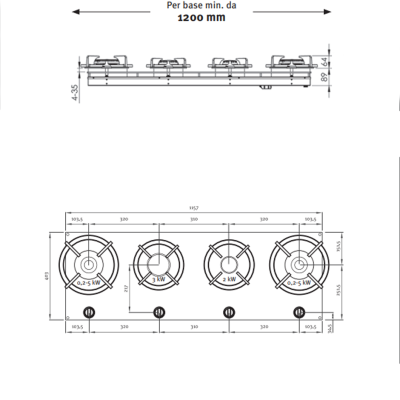 Pitt Cooking Danau top side four burners integrated into the original hob