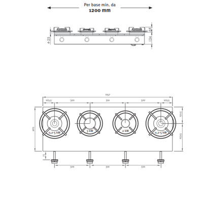 Pitt Cooking Danau frontal de cuatro fuegos integrados en la placa Black Edition