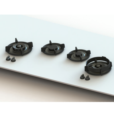 Pitt Cooking Drum top side four burners integrated into the black edition top