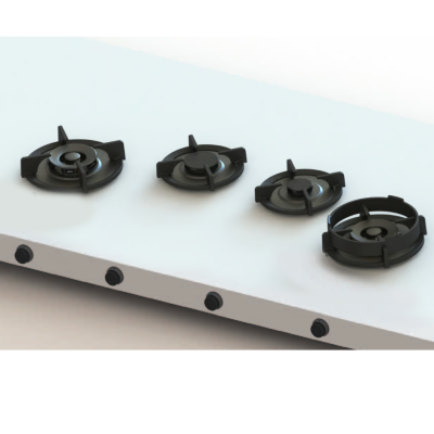 Pitt Cooking Drum frontal superior con cuatro quemadores integrados en la placa Black Edition