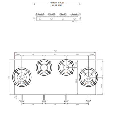 Pitt Cooking Drum frontal superior con cuatro quemadores integrados en la placa Black Edition