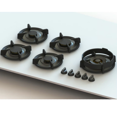 Pitt Cooking Ebeko top side five burners integrated into the professional hob