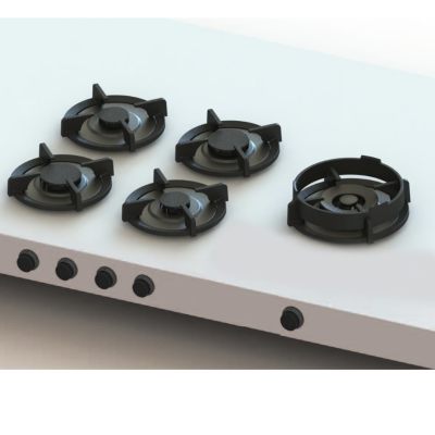 Pitt Cooking Ebeko front side five burners integrated into the hob black edition