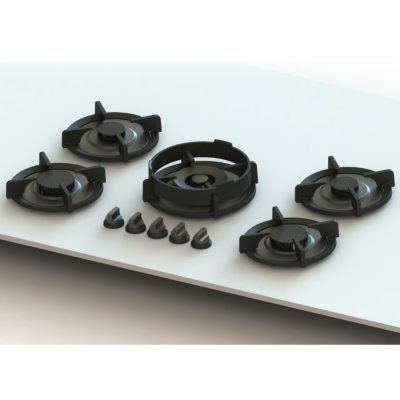 Pitt Cooking Elbrus top side five burners integrated into the black edition hob