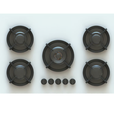 Pitt Cooking Elbrus top side five burners integrated into the black edition hob