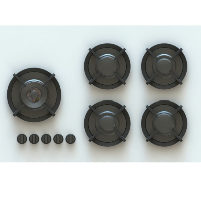 Pitt Cooking Enep top side five burners integrated into the black edition hob