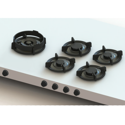 Pitt Cooking Enep front side five burners integrated into the black edition hob