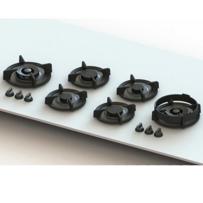 Pitt Cooking Foessa top side six burners integrated into the black edition hob