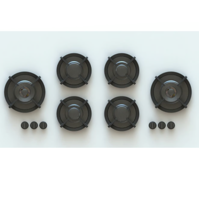 Pitt Cooking Foessa top side six burners integrated into the black edition hob