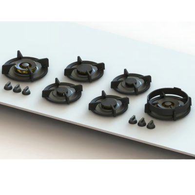 Pitt Cooking Foessa top side six burners integrated into the professional hob